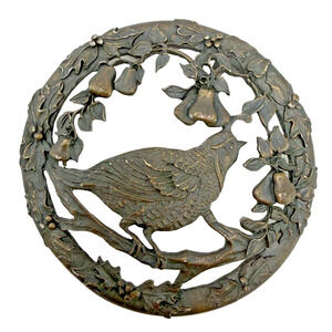 Vtg Pewter Jam Lid Partridge in a Pear Tree 1993 USA Rawcliffe Bird Christmas